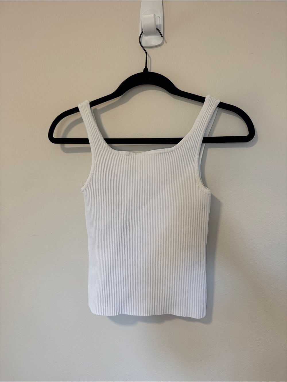 Rachel Zoe White Ribbed Square-Neck Tank